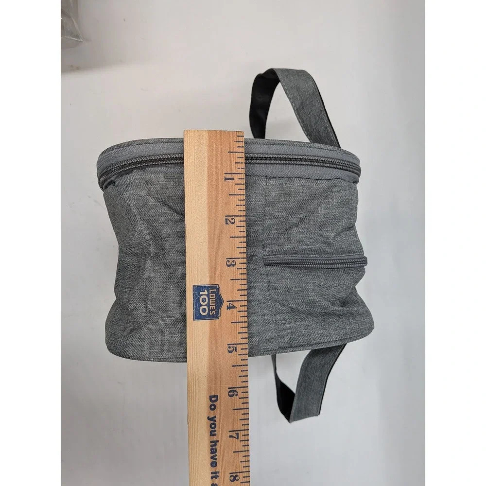 Invite.L Gray Insulated Lunch Bag Square Thermal Cooler Tote with Handles